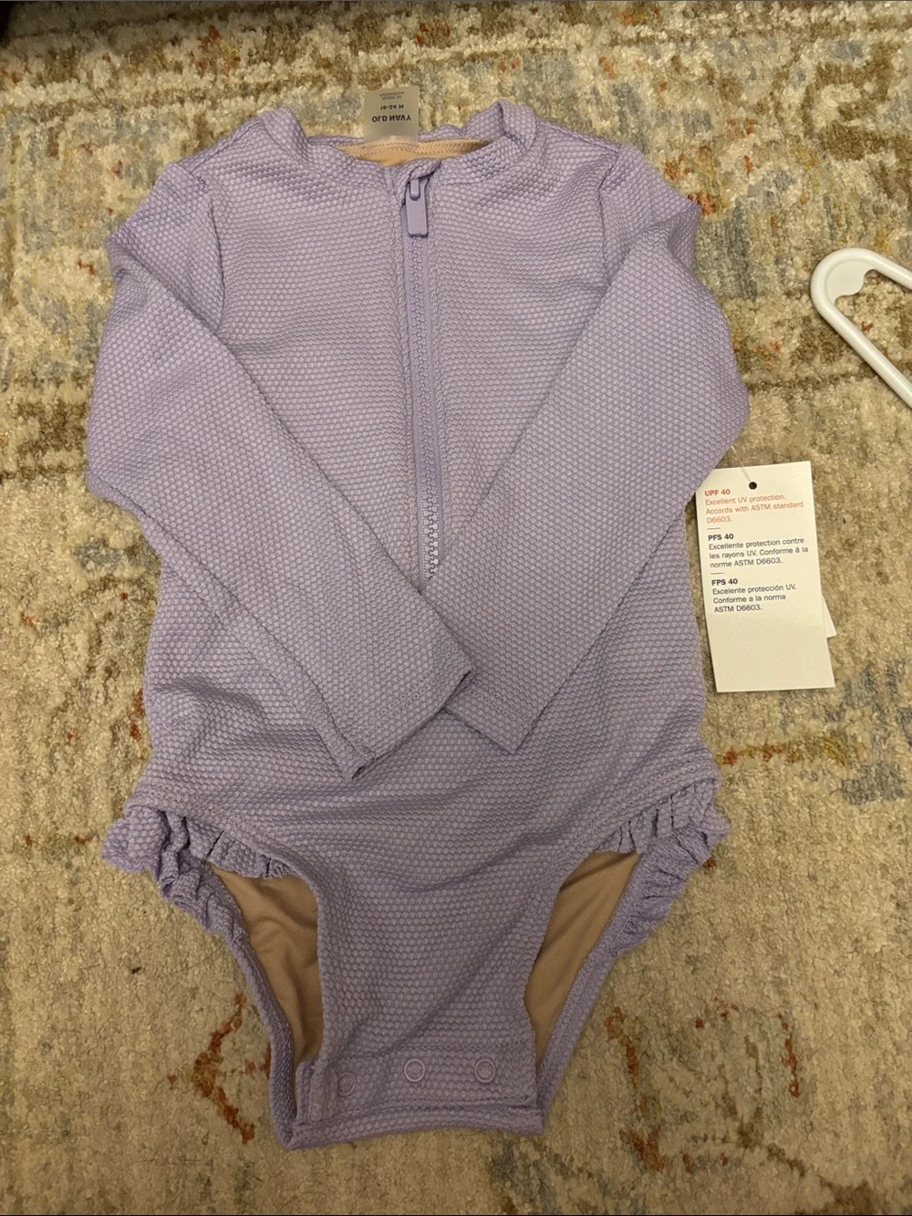 Old Navy Lilac Textured Baby Zip One-Piece